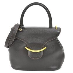 DELVAUX Delvaux handbag shoulder bag Baltimore leather dark brown ladies