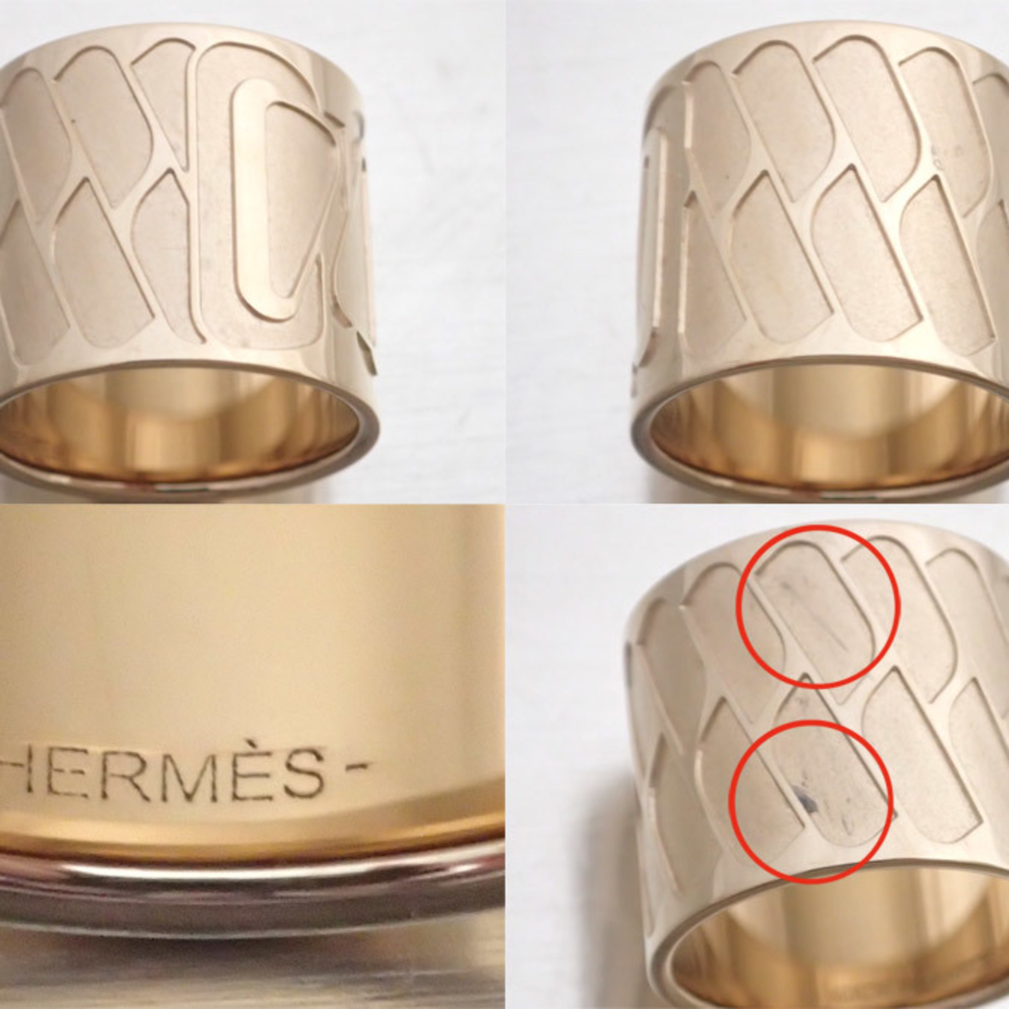 Hermes HERMES scarf ring metal light gold unisex