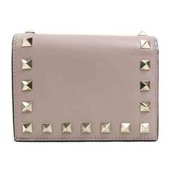 Valentino Garavani Bifold Wallet Leather Pink Greige Women's