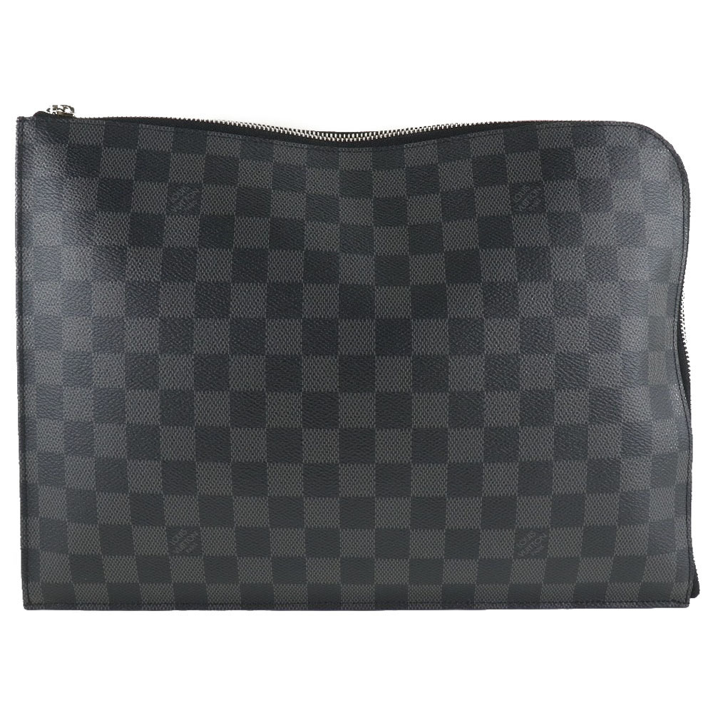 LOUIS VUITTON Louis Vuitton Pochette Jules GM Second Bag N41501 Damier  Graphite Canvas Black TJ0186 Men's Clutch