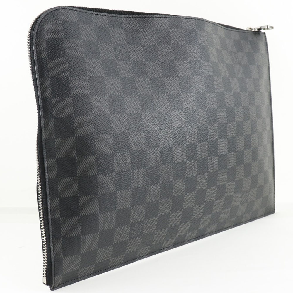 Louis Vuitton Pochette Jules Gm Damier Graphite Canvas Clutch Bag Handbag  Leathe