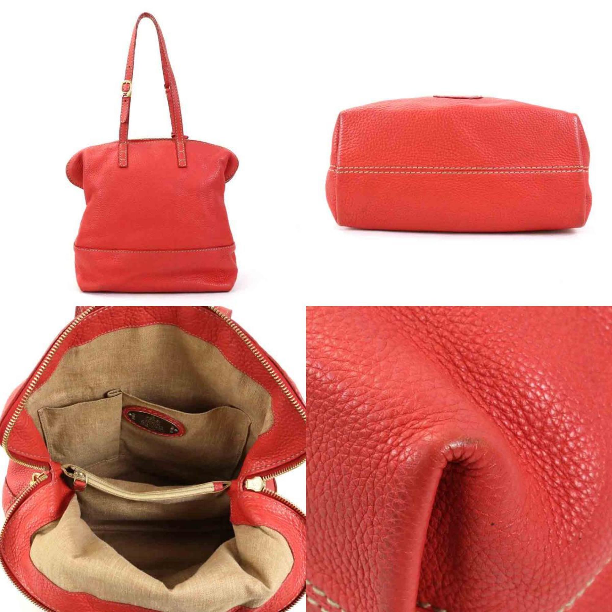 Fendi FENDI shoulder bag Selleria leather red gold ladies