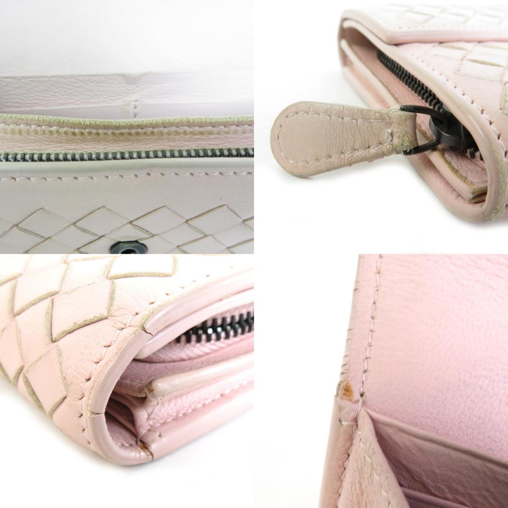 Bottega Veneta BOTTEGAVENETA Long Wallet Intrecciato Leather Light Pink Women's