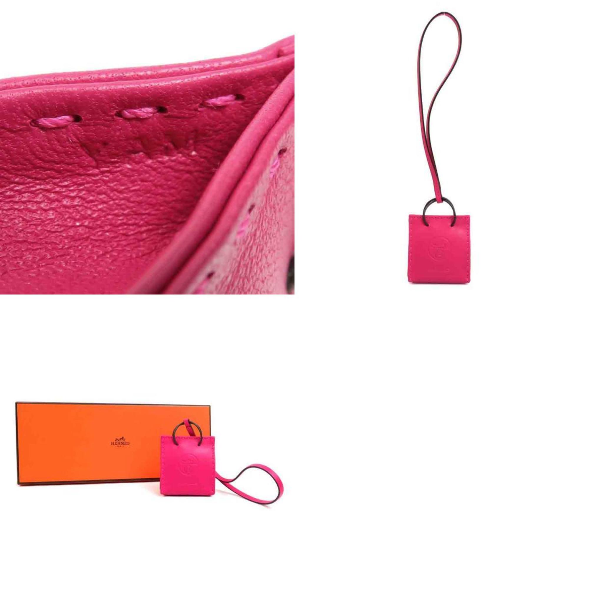 Hermes HERMES charm sac orange leather magenta unisex