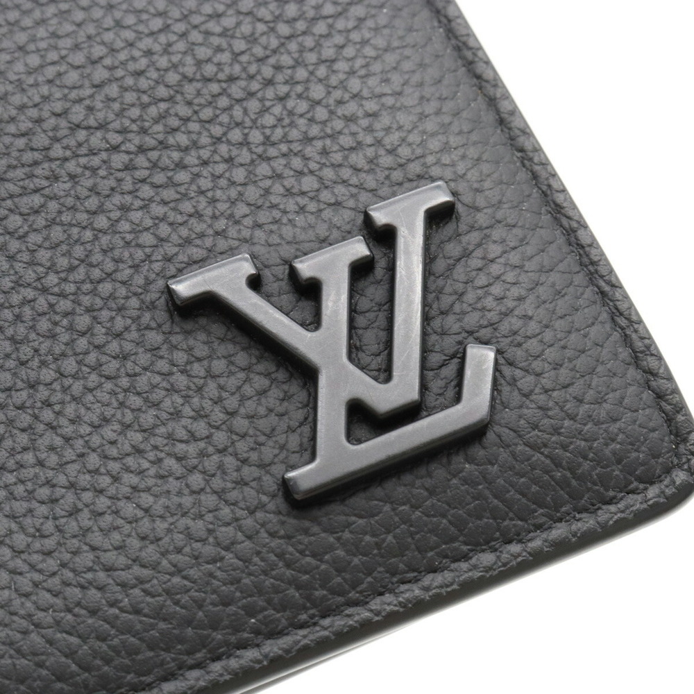 LOUIS VUITTON Multiple Aerogram Grained Calf Leather Wallet Black