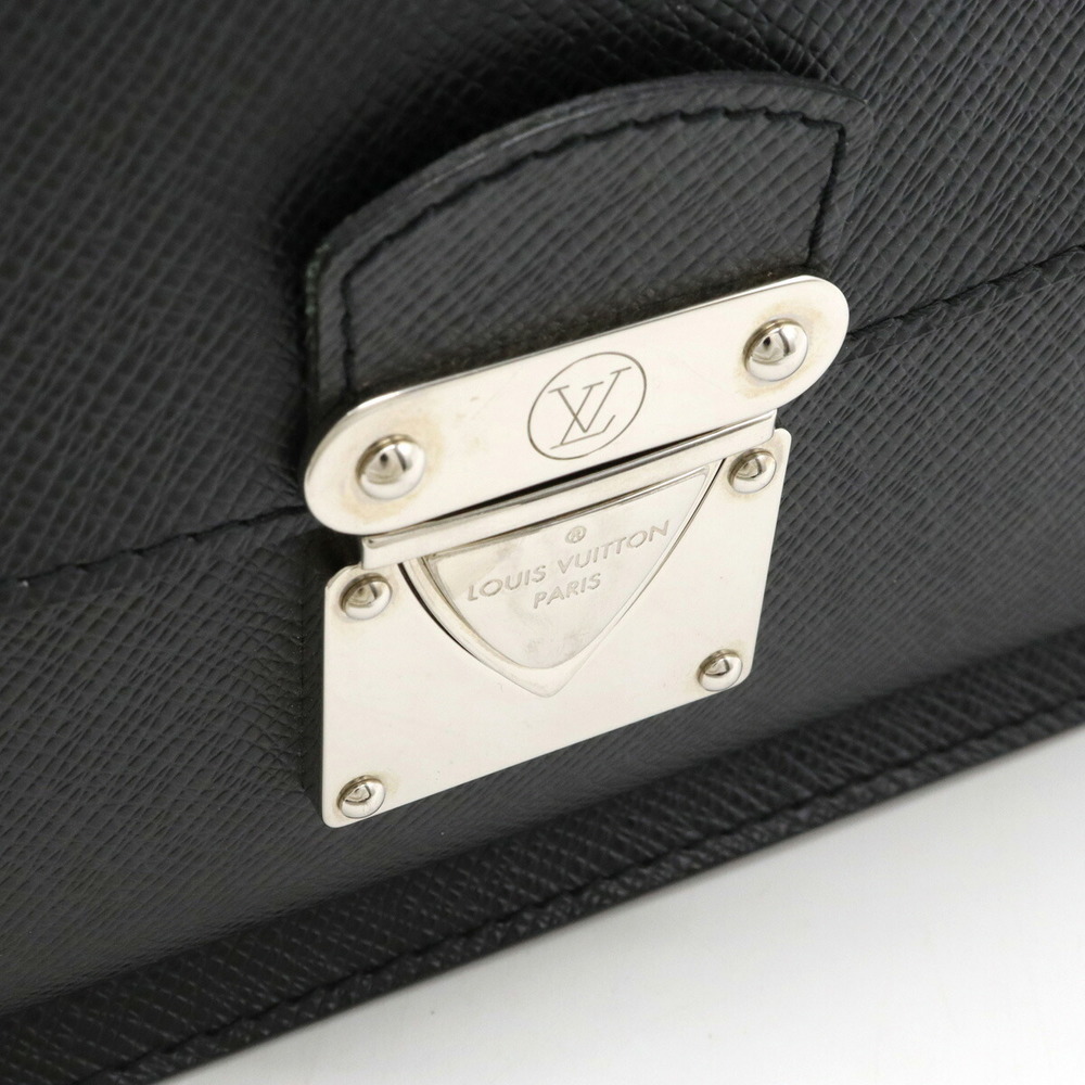 Pre-Owned Louis Vuitton Second Bag Veraia Black Ardoise Taiga M32592  Leather CA1152 LOUIS VUITTON Clutch Flap Men's Circle (Good) 