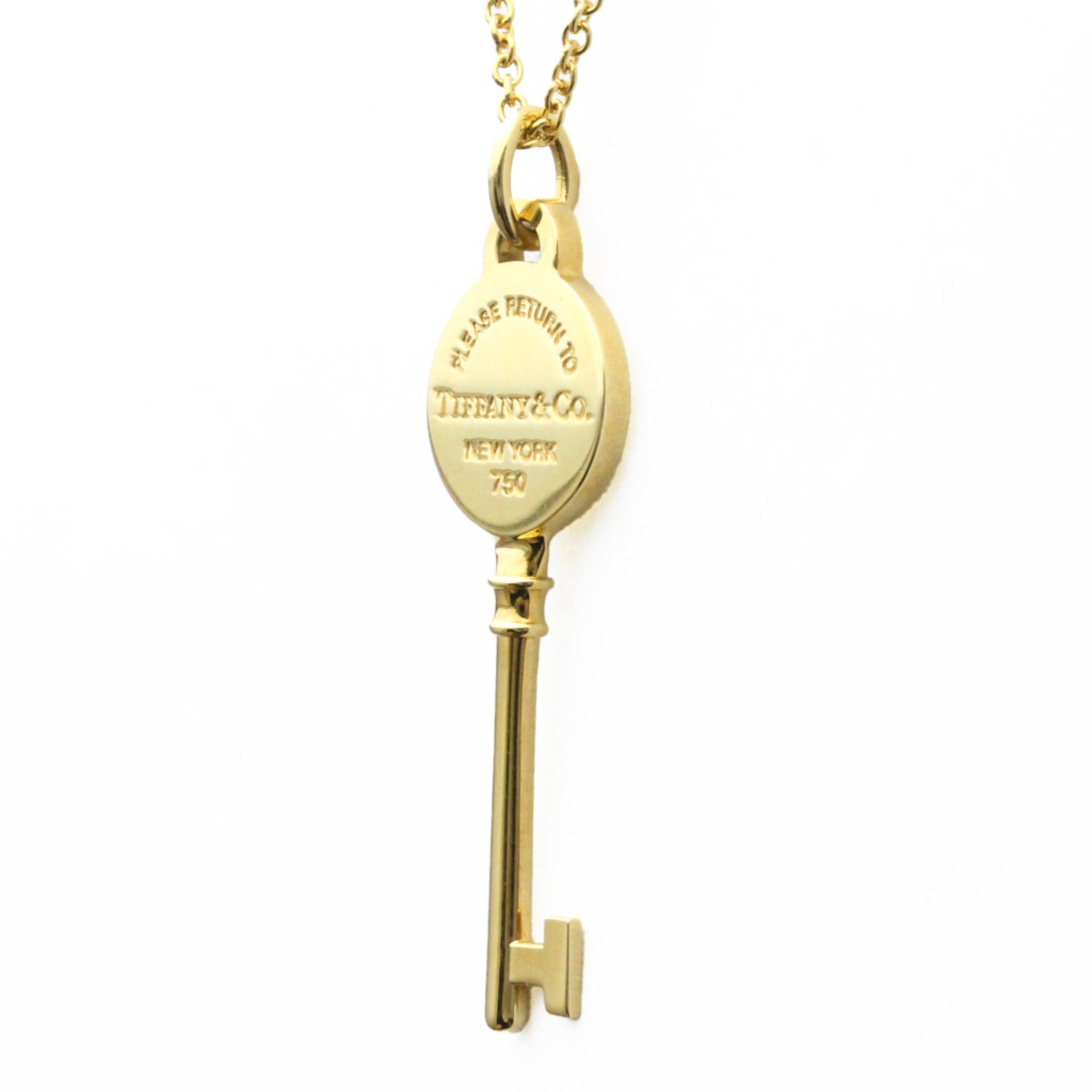 Tiffany Return To Tiffany Round Key Necklace Yellow Gold (18K) No Stone Women's Fashion Pendant Necklace (Gold)