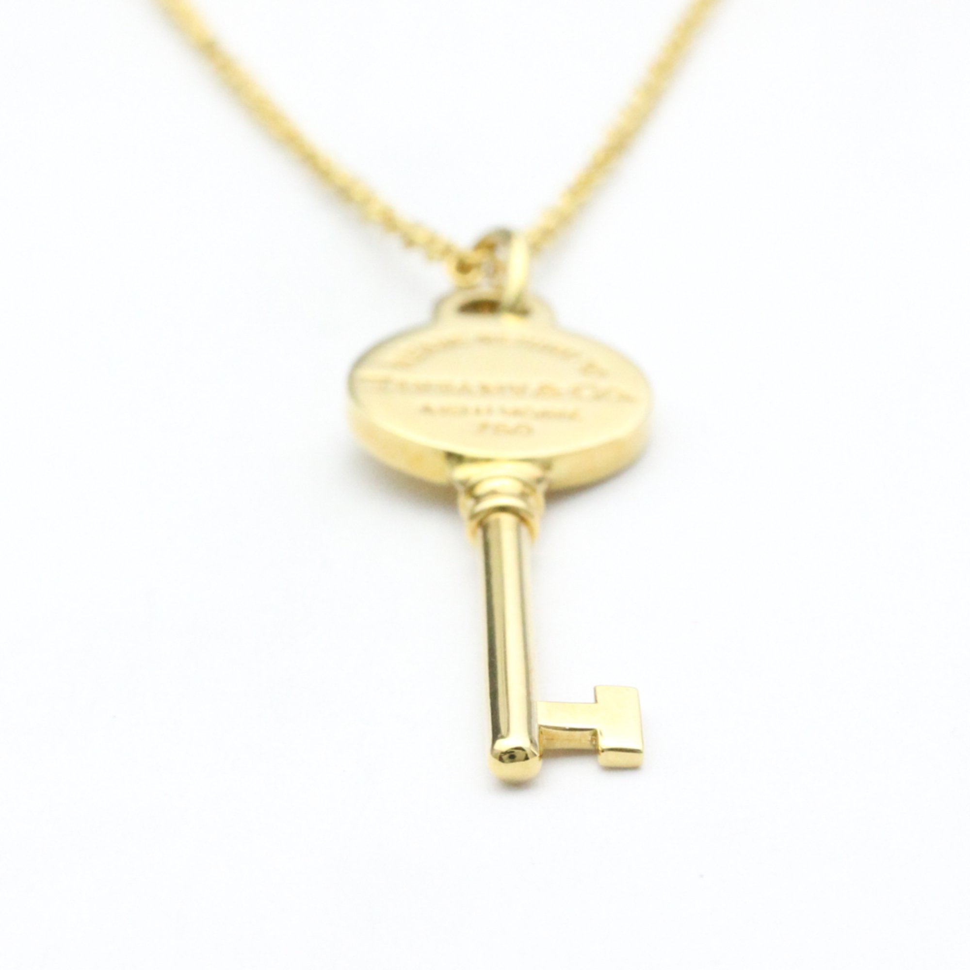 Tiffany Return To Tiffany Round Key Necklace Yellow Gold (18K) No Stone Women's Fashion Pendant Necklace (Gold)