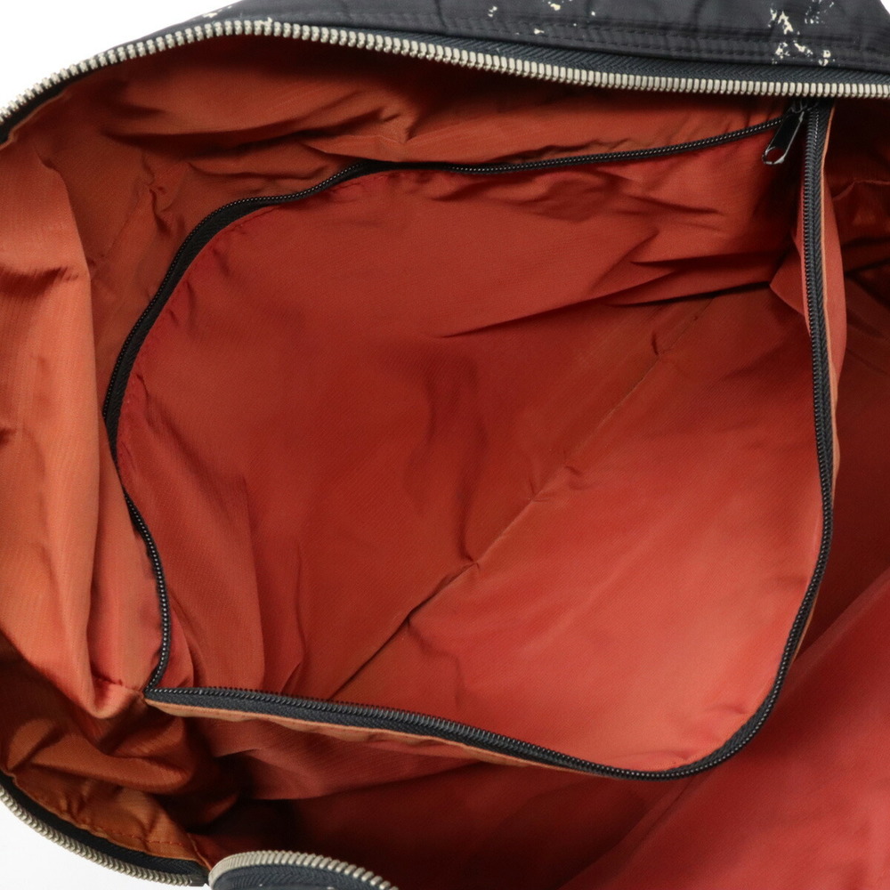 CHANEL Chanel old line Boston bag handbag tote nylon vinyl black red