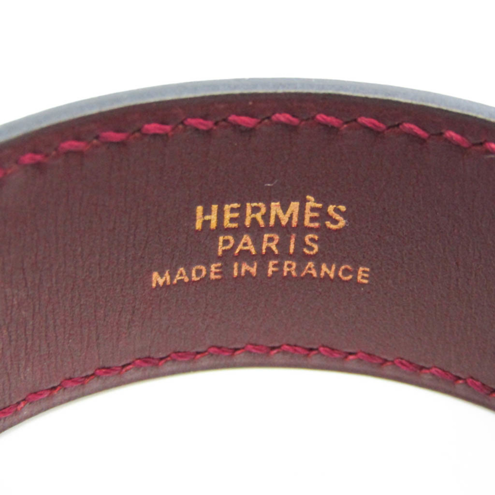 Hermes Artemis Leather,Metal Bangle Bordeaux,Gold