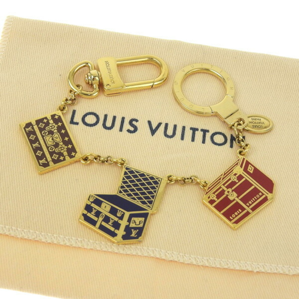 LOUIS VUITTON Louis Vuitton Porto Clé Chennemaru Charm Key Ring M66459  Brown Blue Red Metal