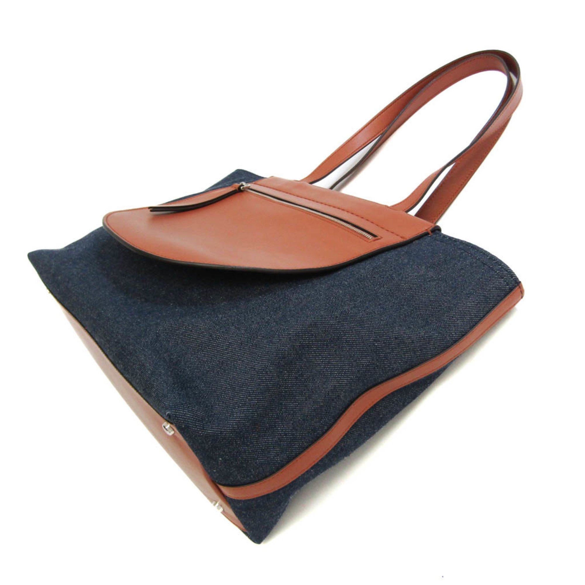 Tod's Women's Denim,Leather Handbag Brown,Navy