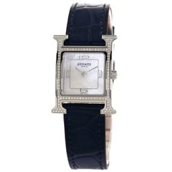 Hermes HH1.235C H Watch PM Diamond Stainless Steel Leather Women's HERMES