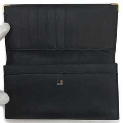 dunhill folio long wallet black oxford leather metal card men's women's