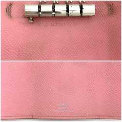 Hermes 4 consecutive key case pink silver Bearn H leather metal Epson C engraved HERMES holder places ladies