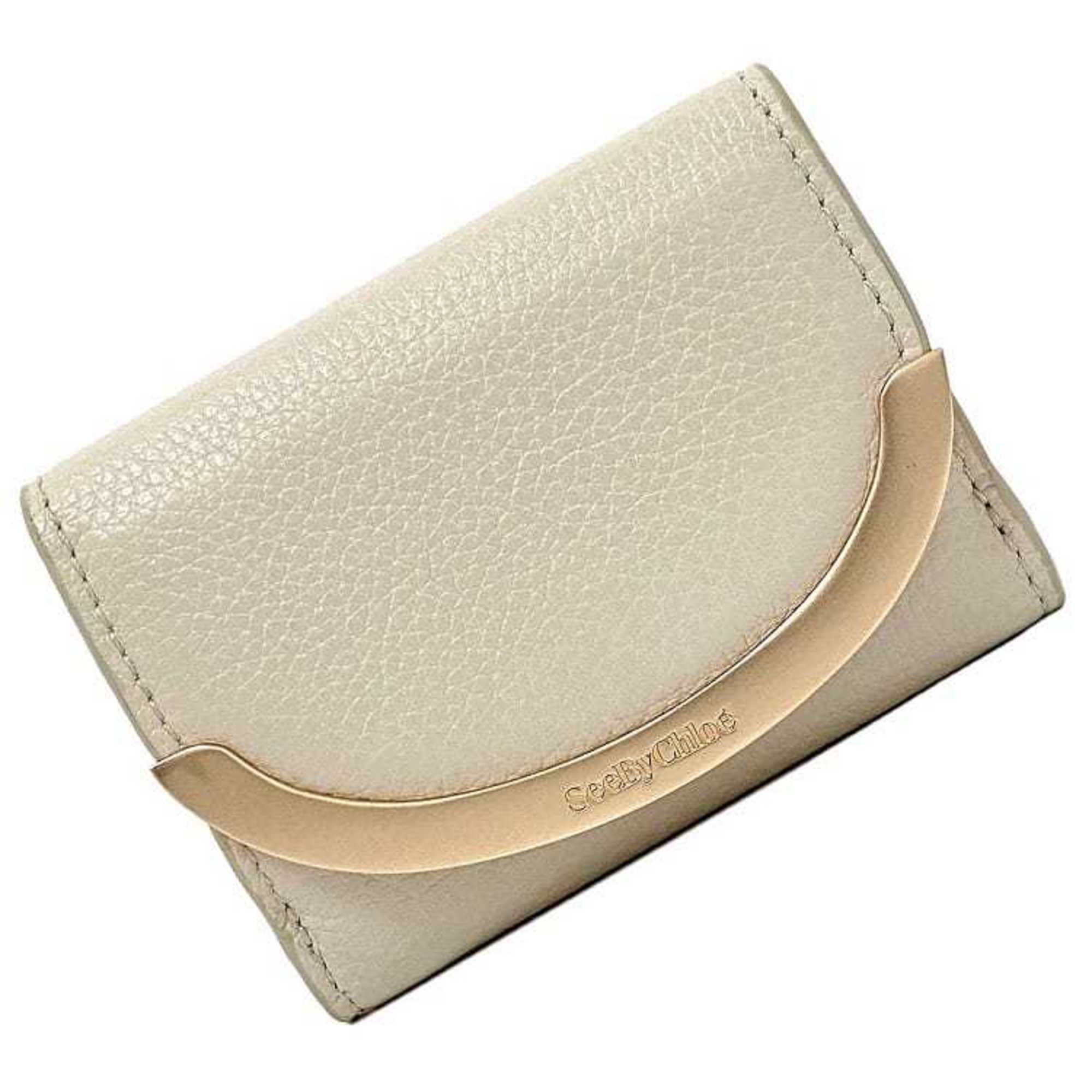 See by Chloé See By Chloe Trifold Wallet Beige P8913490 Leather Metal Ladies