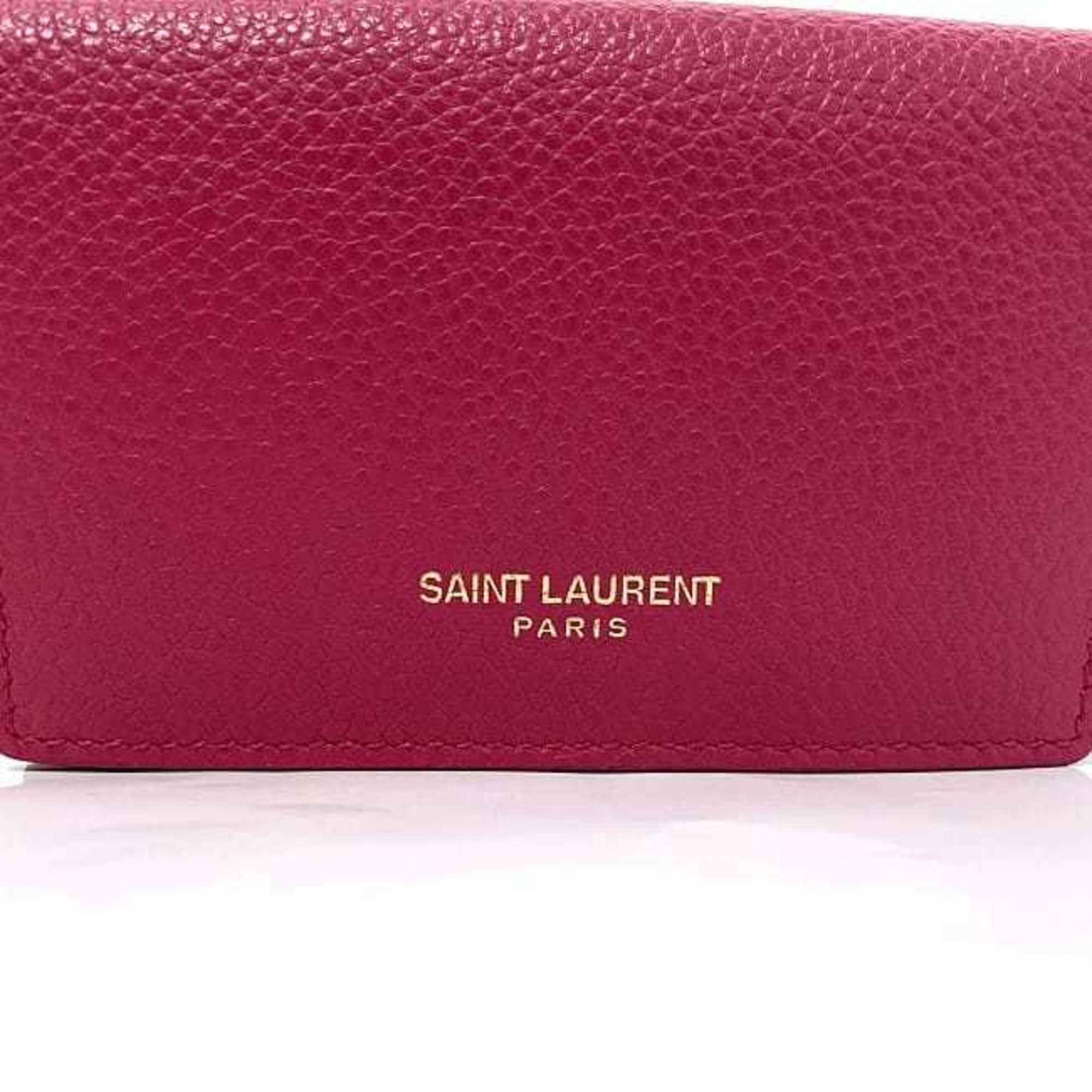 Saint Laurent Trifold Wallet Pink 459784 B680J 5619 Grain Leather SAINT LAURENT Women's