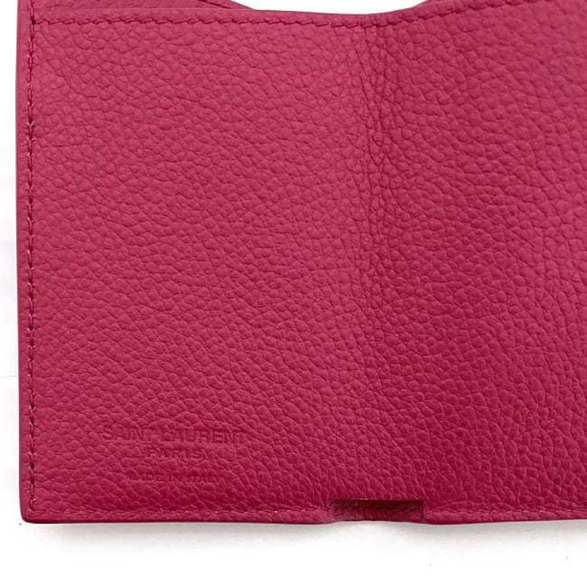 Saint Laurent Trifold Wallet Pink 459784 B680J 5619 Grain Leather SAINT LAURENT Women's