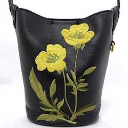 Stella McCartney shoulder bag black yellow flower leather embroidery STELLA McCARTNEY bucket pochette motif ladies