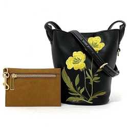 Stella McCartney shoulder bag black yellow flower leather embroidery STELLA McCARTNEY bucket pochette motif ladies