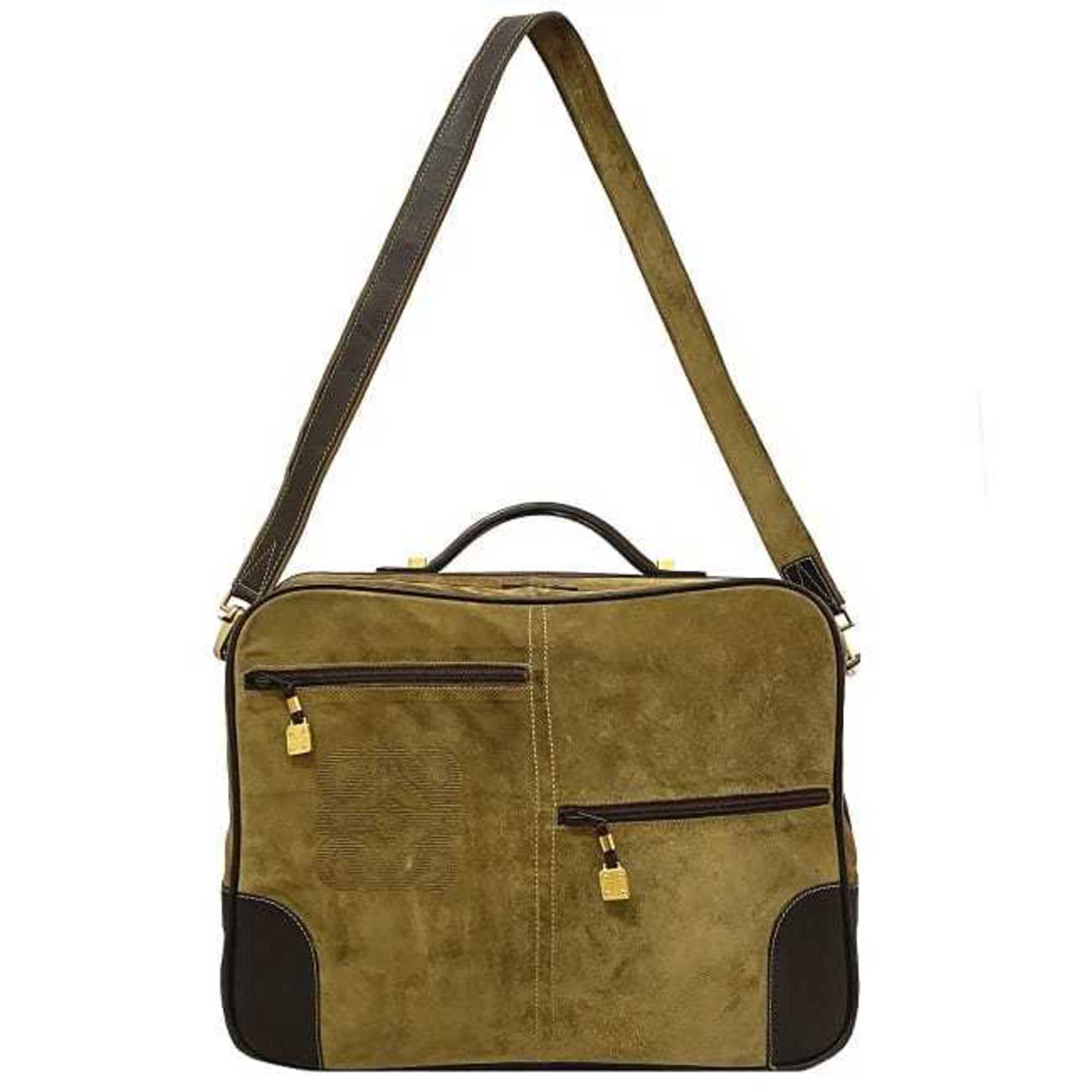 Loewe 2way Boston bag beige brown anagram suede leather LOEWE handbag shoulder
