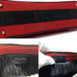Christian Dior Red Black Silver 01-MA-1003 Rhinestone Satin Canvas Leather Chain