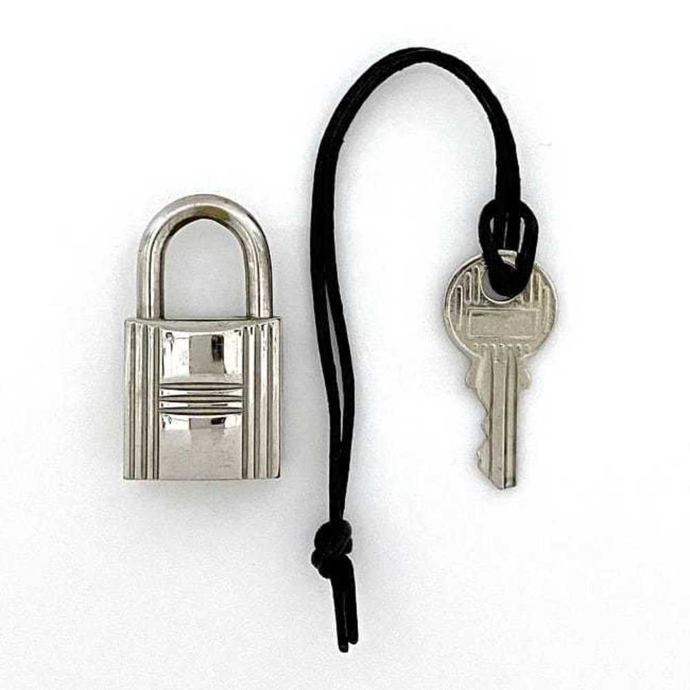 AUTH HERMES Set of Padlock & Key Cadena Silver #120 J611.3