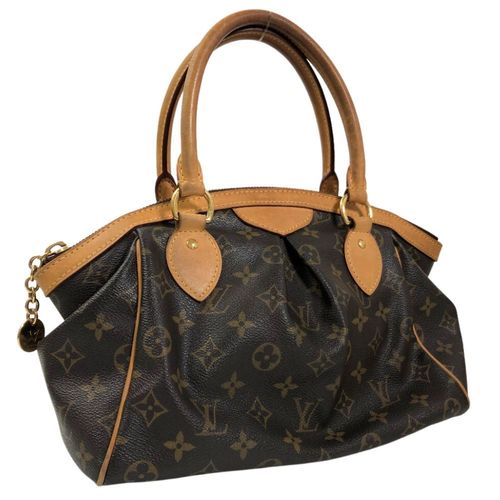 Louis Vuitton Tivoli Top Zip Satchel Handbag Monogram Canvas PM Brown 