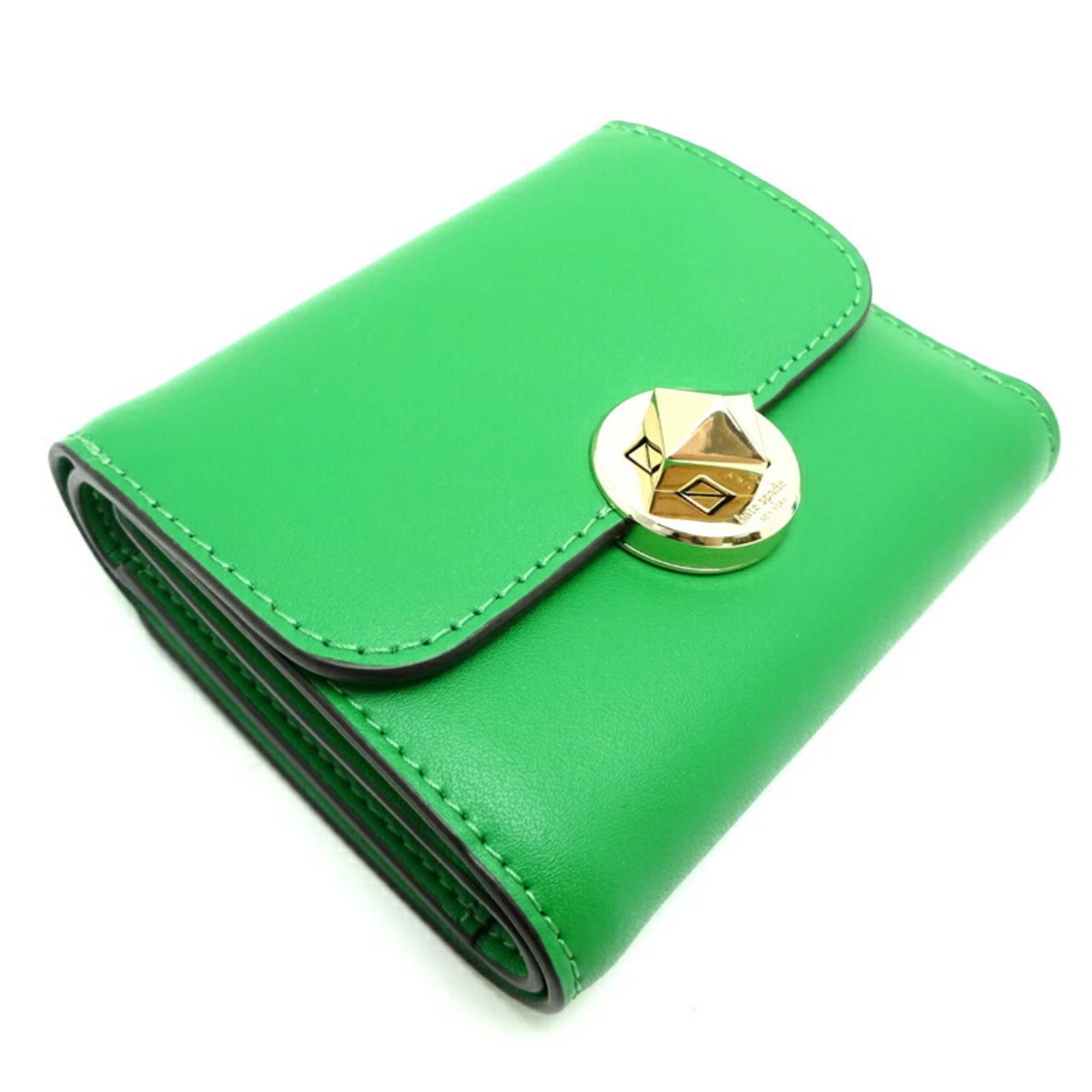 Kate Spade Audrey Turnlock Wallet Women's Trifold Leather Green