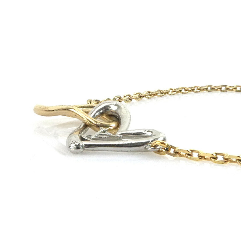 Authentic Louis Vuitton M00466 Gold Silver Heart LV Bracelet Metal 16-20cm