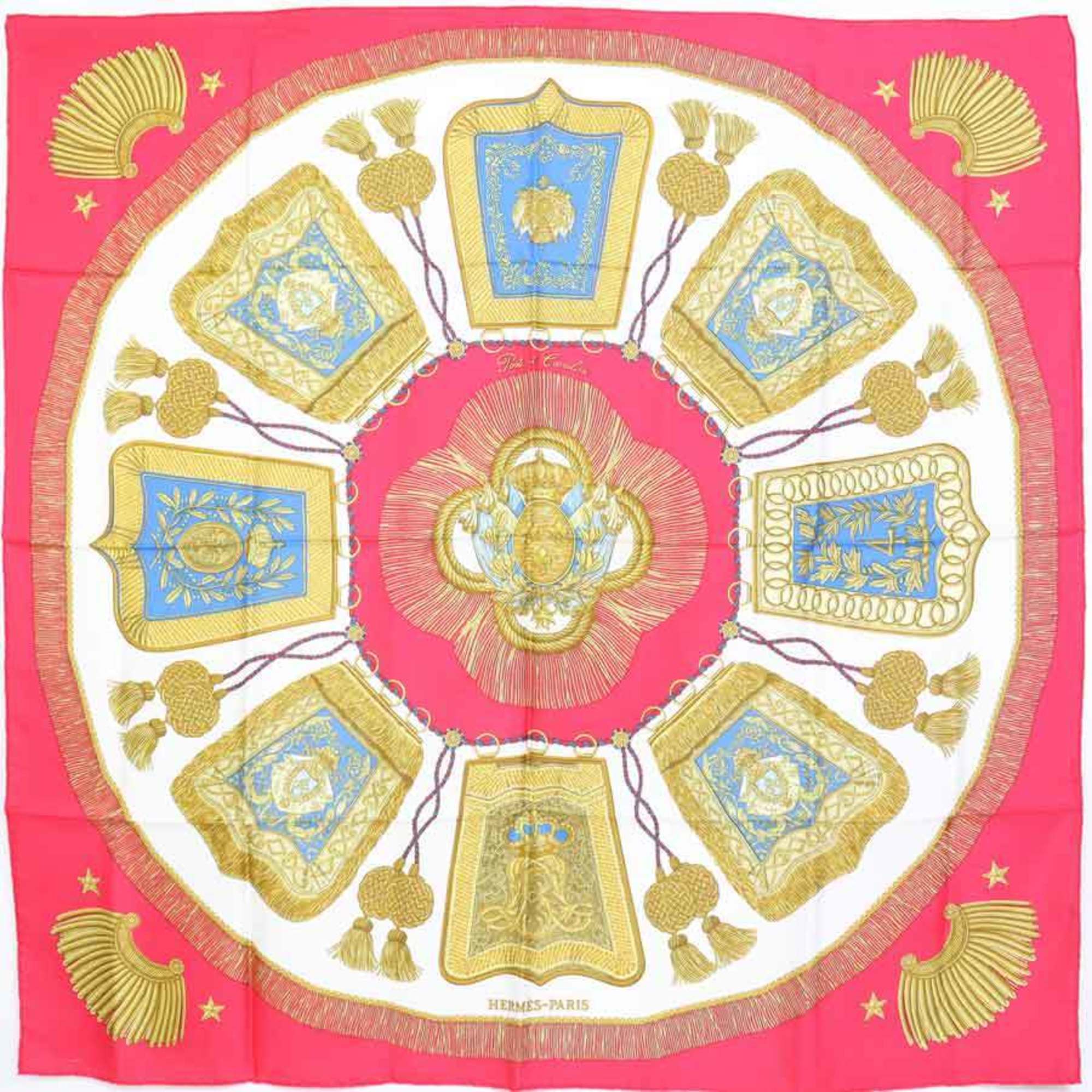 Hermes HERMES Scarf Carre 90 Poste et Cavalerie Silk Red