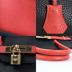 Hermes HERMES Handbag Personal Order Birkin 35 Taurillon Clemence Black x Rouge Pivoine Gold Unisex