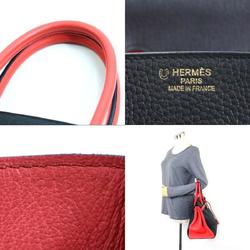 Hermes HERMES Handbag Personal Order Birkin 35 Taurillon Clemence Black x Rouge Pivoine Gold Unisex