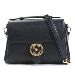 Gucci GUCCI Handbag Shoulder Bag Interlocking G Leather/Metal Black/Gold Women's 510302
