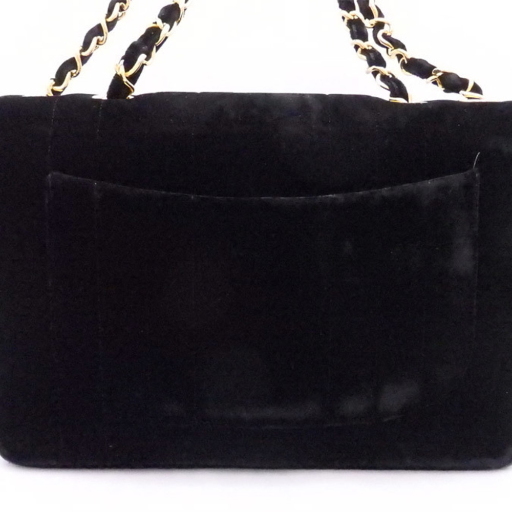 Chanel CHANEL shoulder bag here mark velvet / metal black x gold ladies