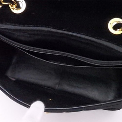 Chanel CHANEL shoulder bag here mark velvet / metal black x gold ladies