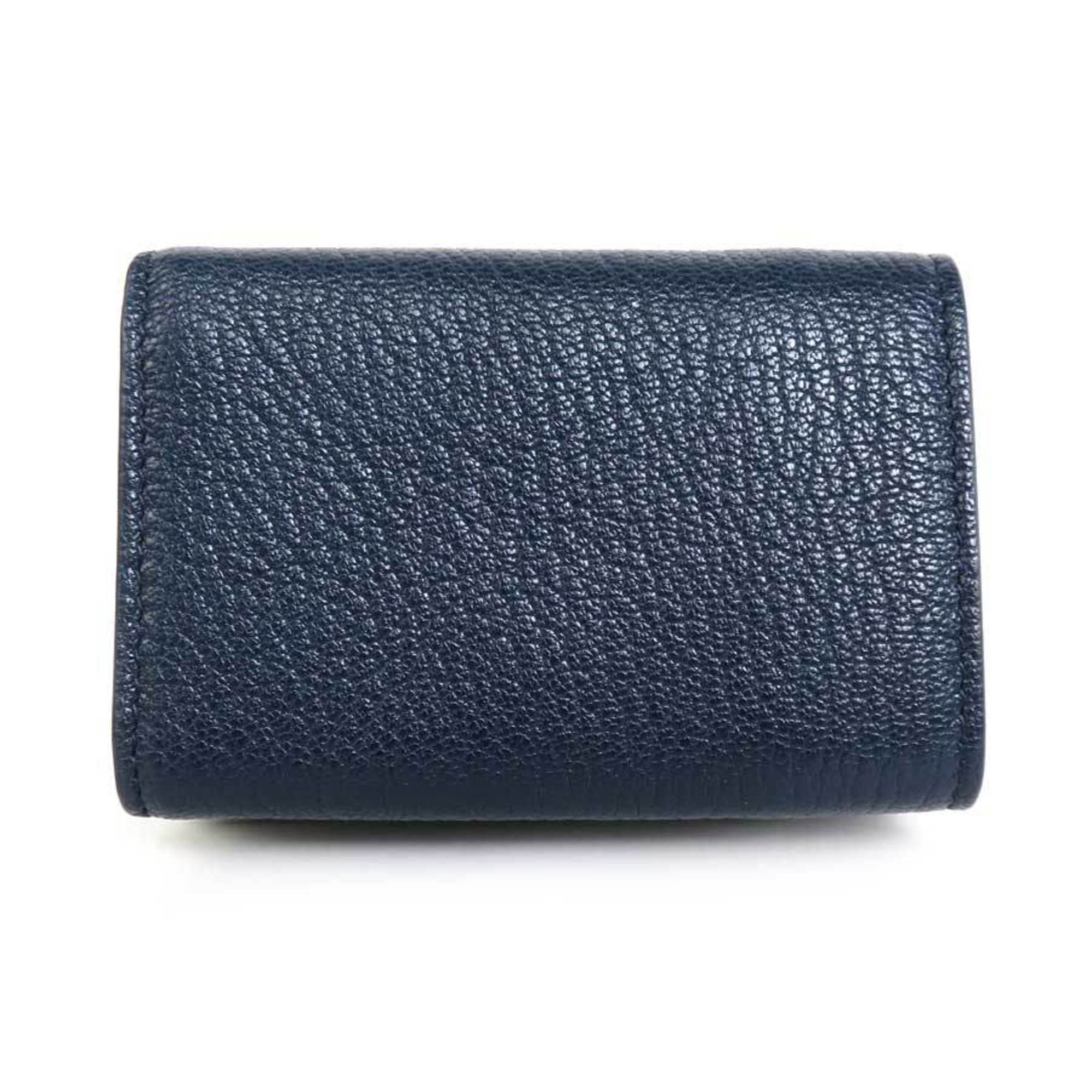 Balenciaga BALENCIAGA trifold wallet mini leather navy gold