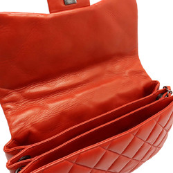 CHANEL Chanel matelasse here mark chain shoulder bag accordion leather blood orange