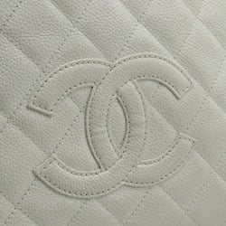 CHANEL Chanel matelasse chain tote bag shoulder caviar skin leather white