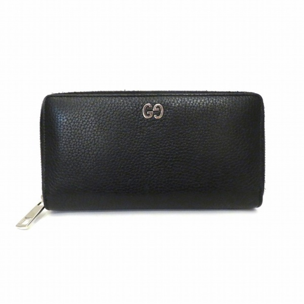 Gucci Round Zipper Long Wallet with Coin Purse 473928 Men's Black