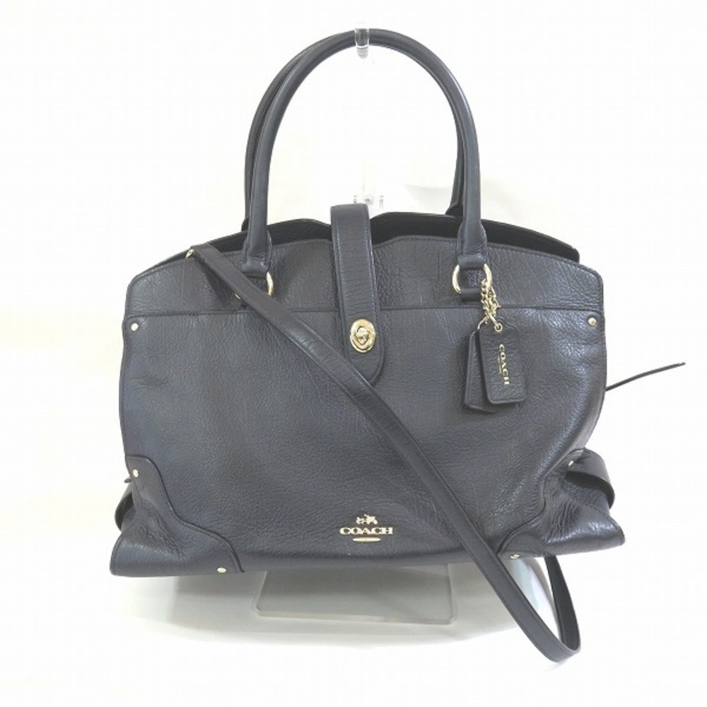 Coach COACH Mercer Satchel navy leather 2WAY bag handbag shoulder