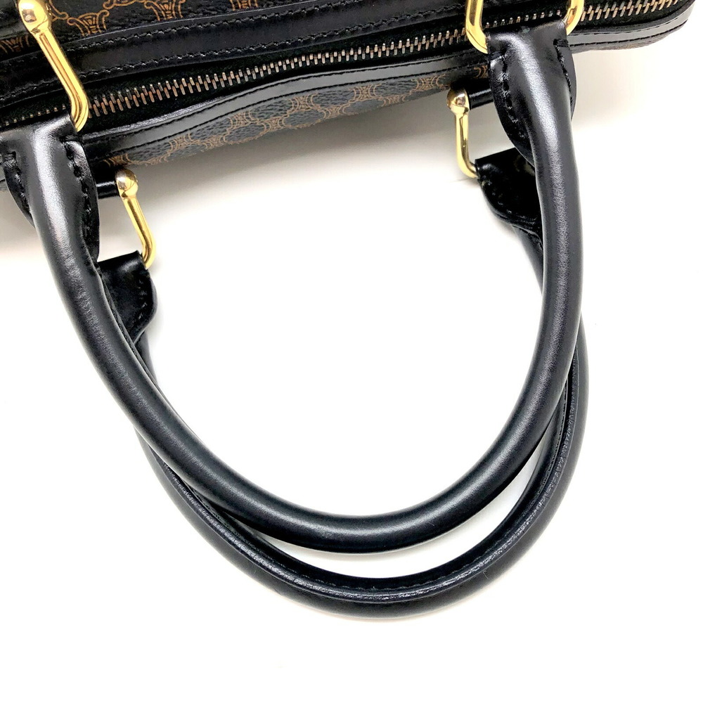 CELINE Celine Macadam Pattern Mini Boston Bag Black Gold Hardware