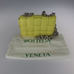 BOTTEGA VENETA Bottega Veneta chain cassette shoulder bag 631421 lambskin yellow silver hardware intrecciato