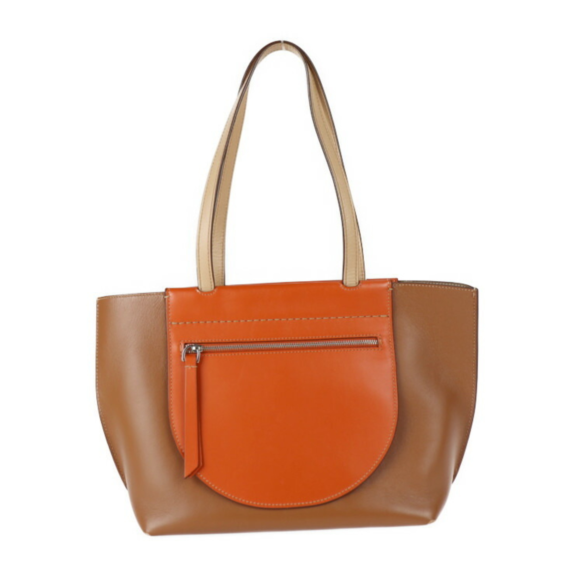 TOD'S Tod's Tasca Tote Bag Leather Brown Orange Beige Shoulder