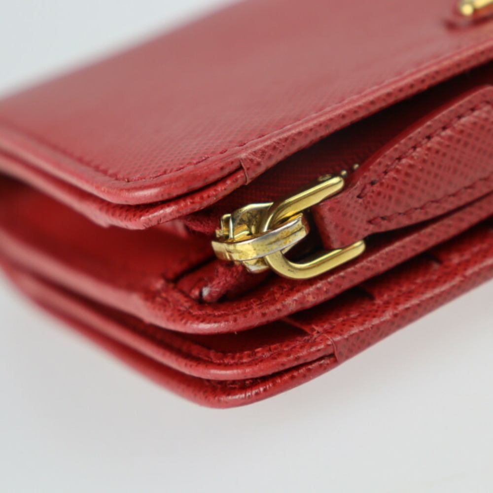 Prada Wallet on Chain, Red Saffiano Leather with Gold Hardware