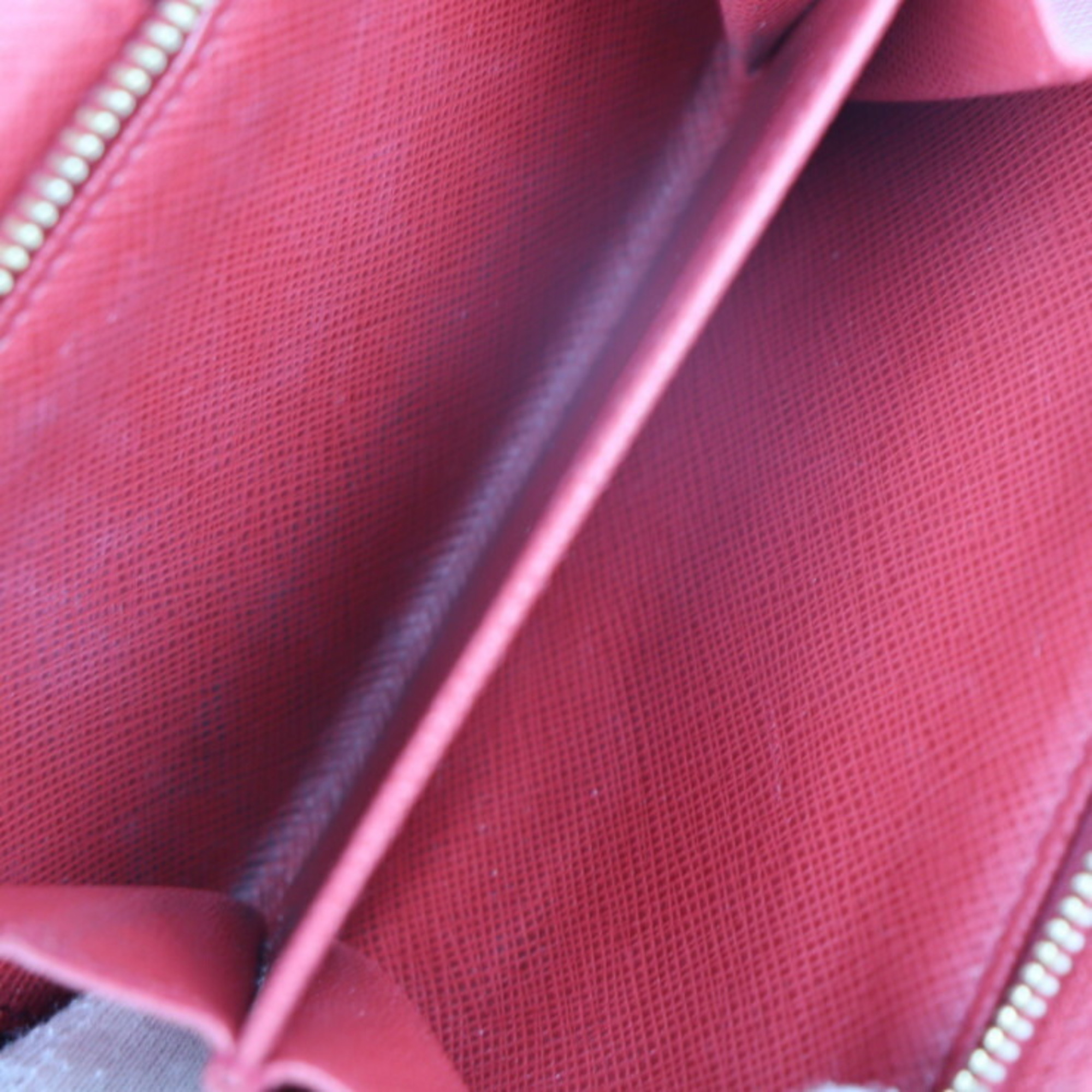 PRADA Prada Saffiano folio wallet 1ML225 leather FUOCO red system gold metal fittings L-shaped fastener