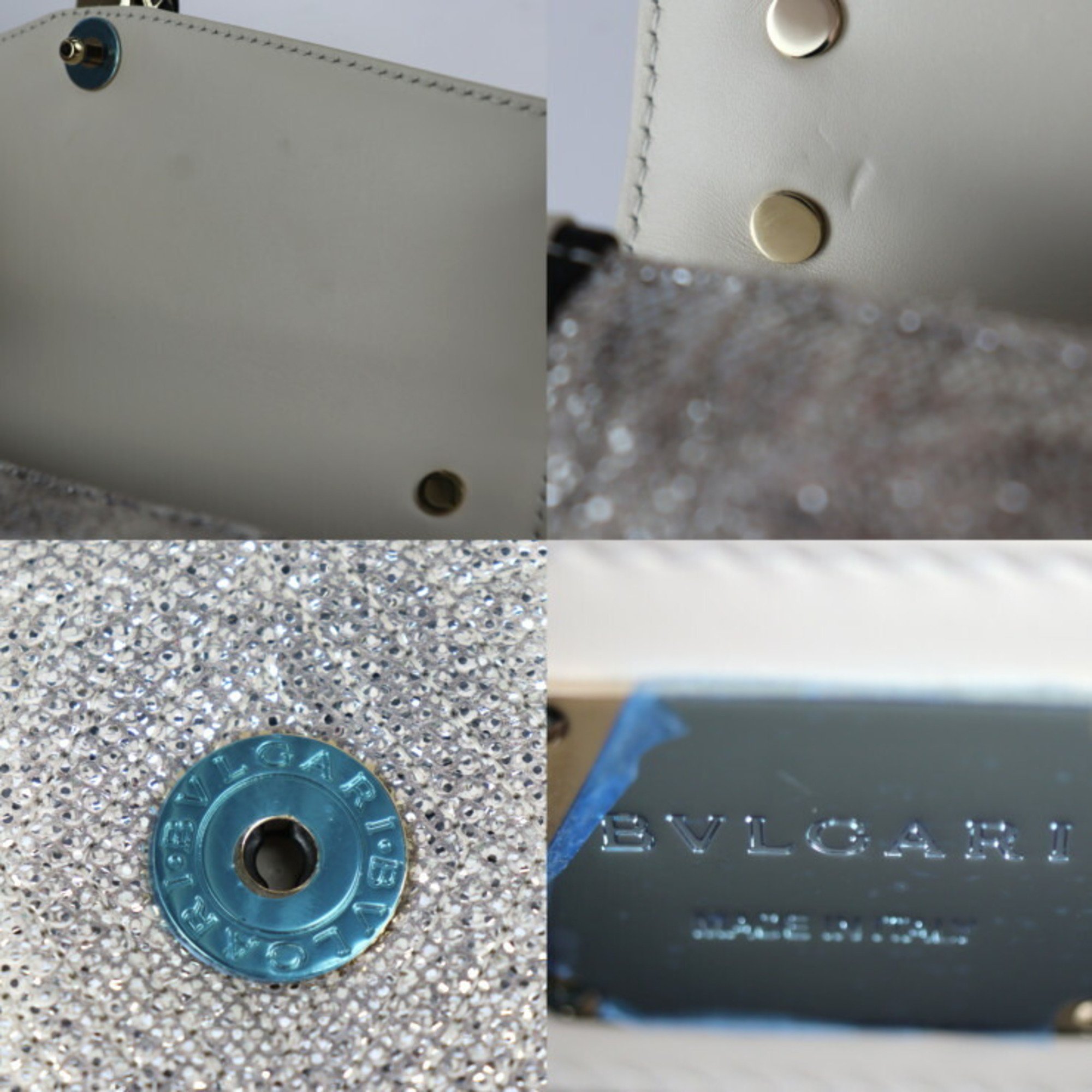 BVLGARI Bulgari Serpenti Diamond Blast Shoulder Bag 289045 Calf Leather Ivory Series x Silver Black Gold Hardware Chain Quilting