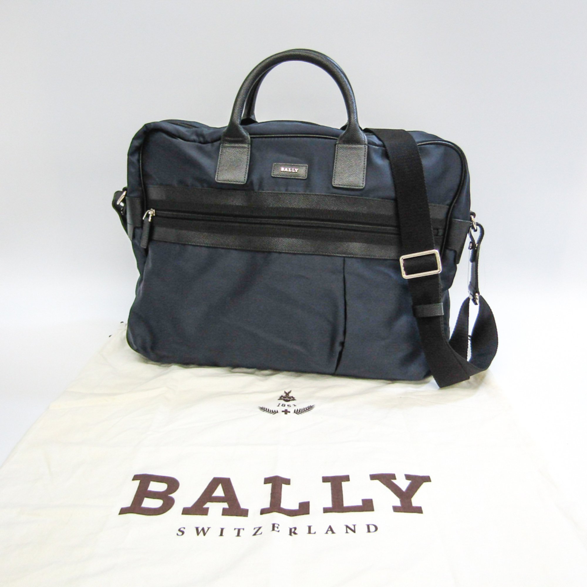 Bally NUTER-MD Men's Nylon,Leather Handbag,Shoulder Bag Black,Navy