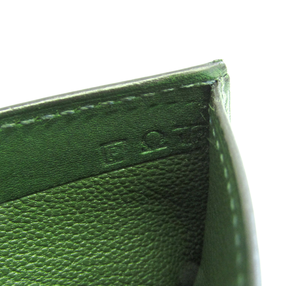 Hermes Men,Women Leather Bill Wallet (bi-fold) Dark Green