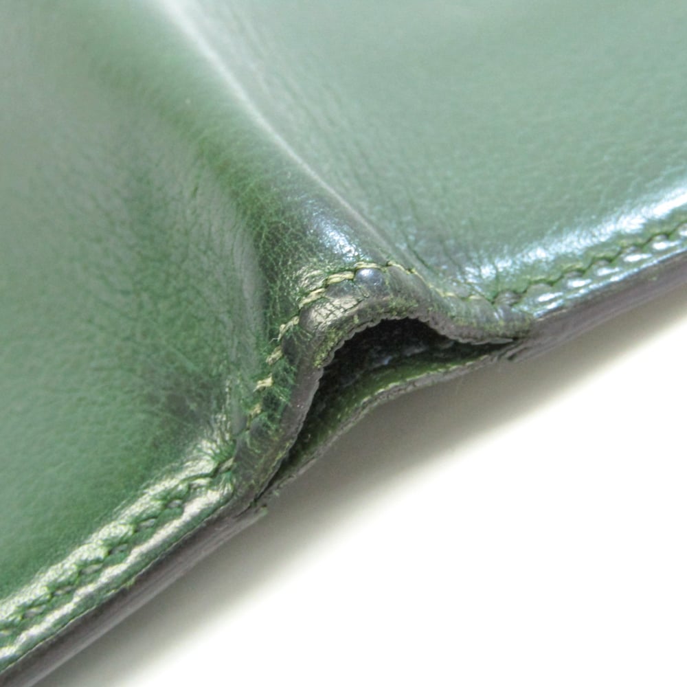 Hermes Men,Women Leather Bill Wallet (bi-fold) Dark Green